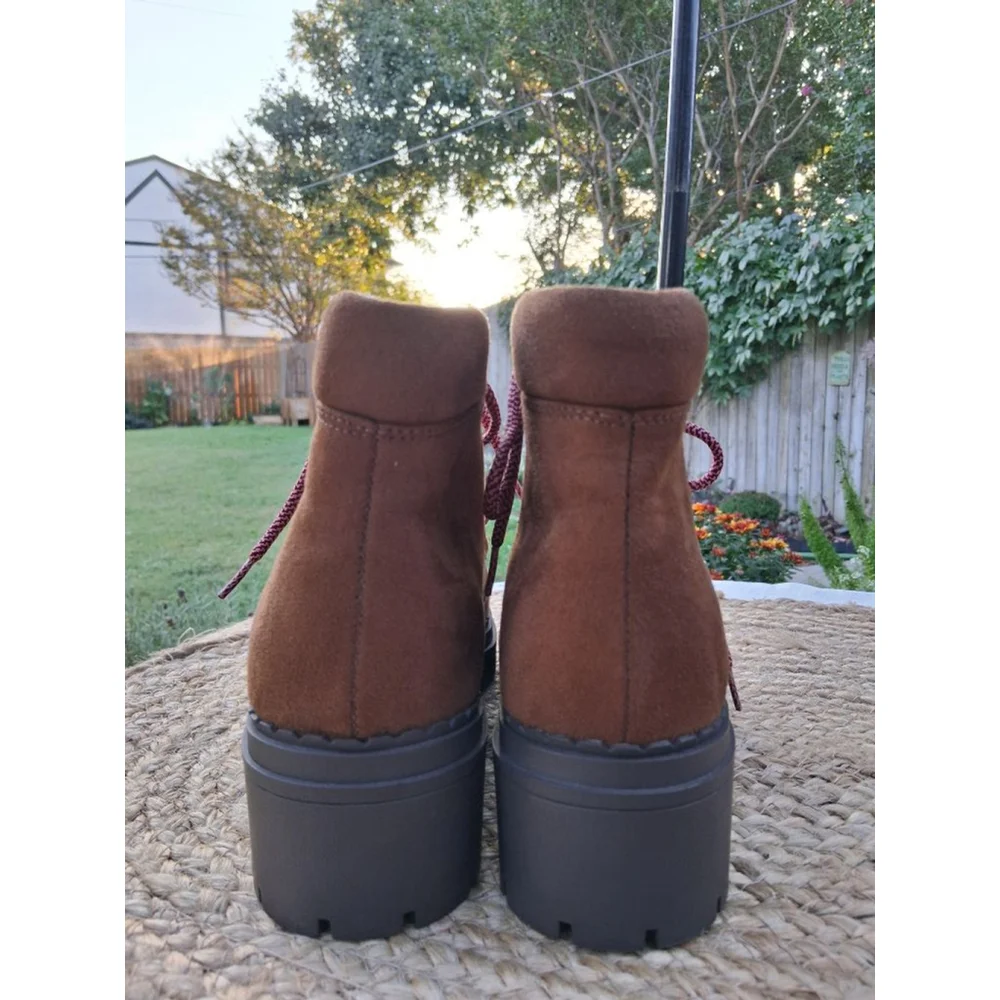 Indigo Rd Lug Sole Hiker Boots Size 9 Brown Suede Chunky Combat Boot Boho Chic